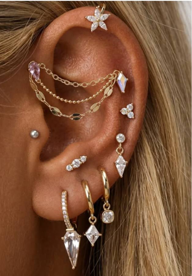 Curated ear piercings with fine jewelry